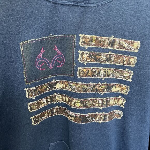 Fruit of the Loom | Sofspun Realtree Hoodie Blue Size Medium Long sleeve Camo - Picture 3 of 6